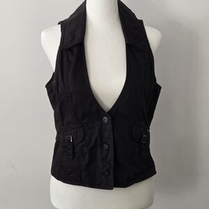 Black Women's Sleeveless Blazer Vest